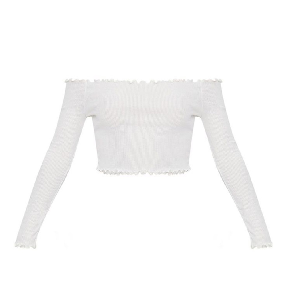 White Frill Edge Crop Top